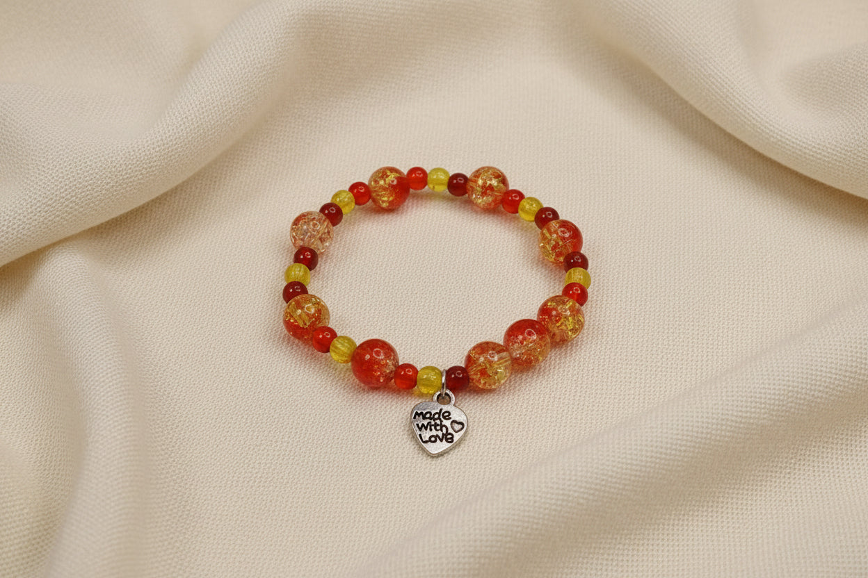 Small Stretch Bracelets With Love Charm – Colorful Handmade Jewelry