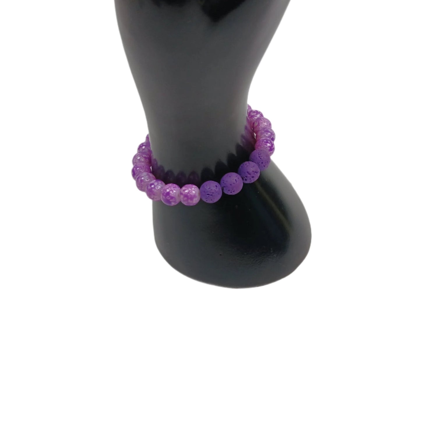 Lava Stone and Colorful Acrylic Unisex Bracelet – handmade 8mm beaded jewelry