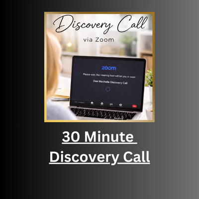 30-minute Zoom discovery call on a laptop screen.