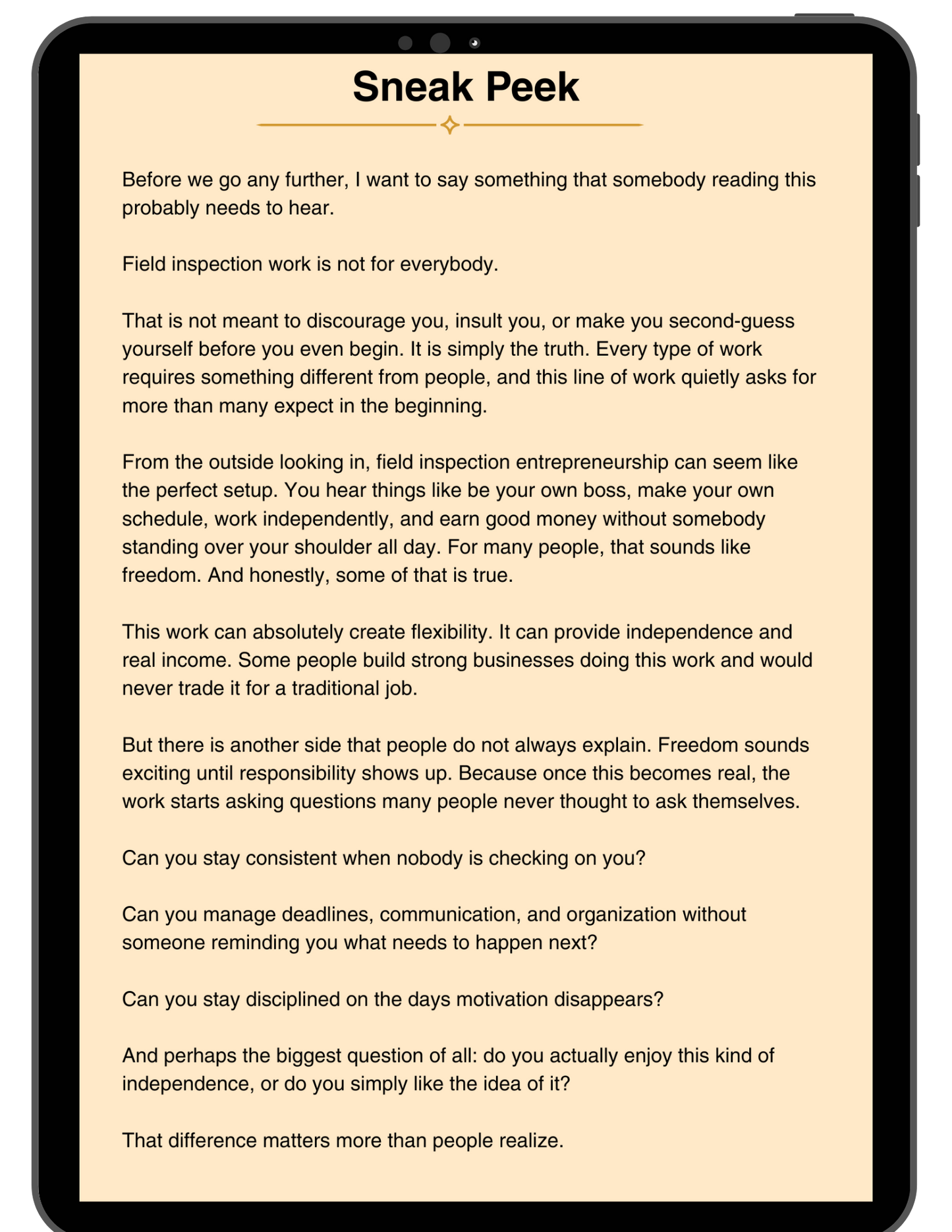 Preview pages from Field Inspection: The Honest Truth About Who Actually Succeeds by Deitra Mechelle