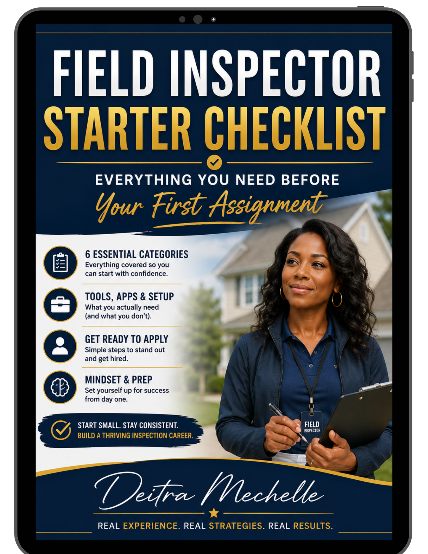 Field Inspector Starter Checklist cover by Deitra Mechelle with beginner field inspection guidance