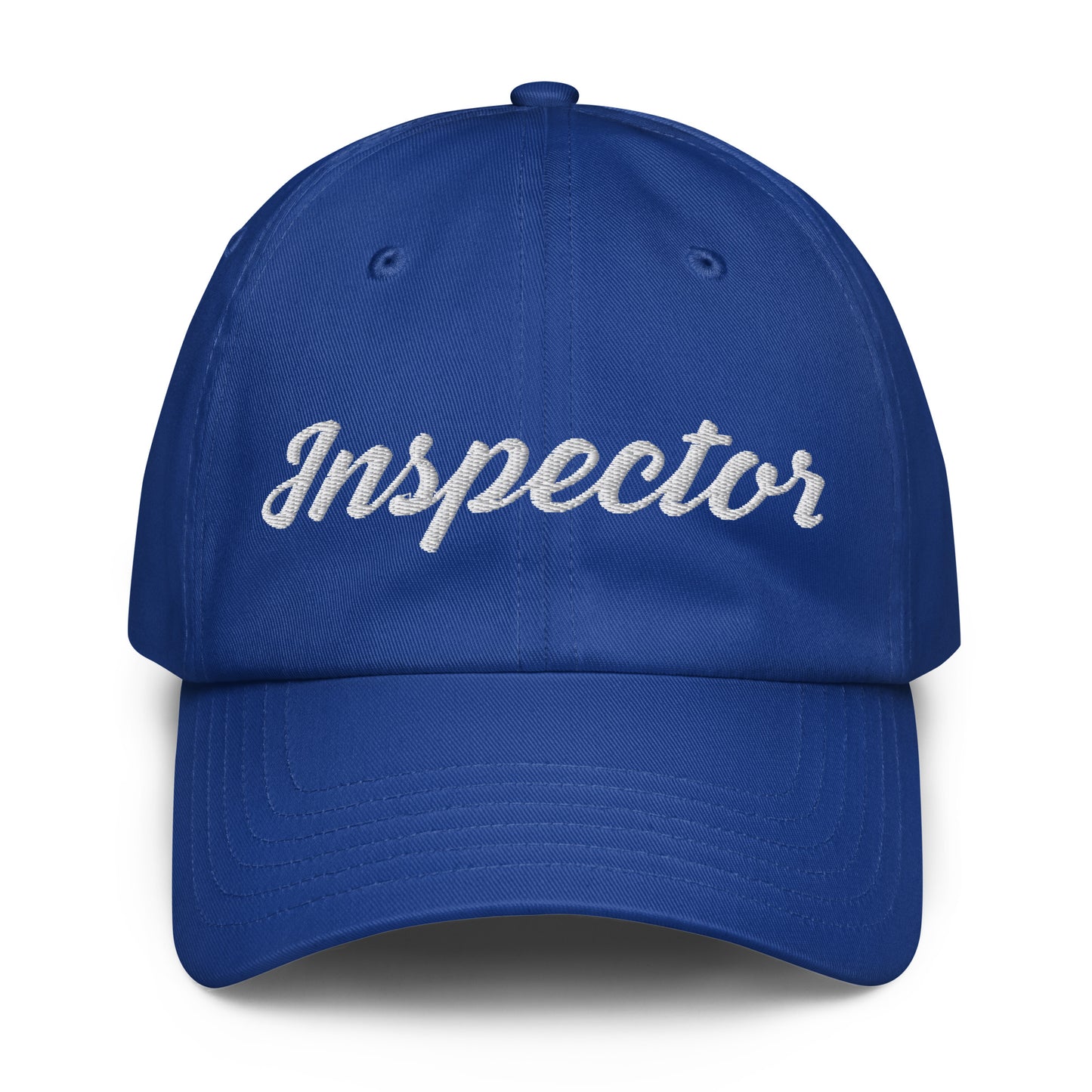 Royal blue Under Armour embroidered Field Inspector dad hat front view