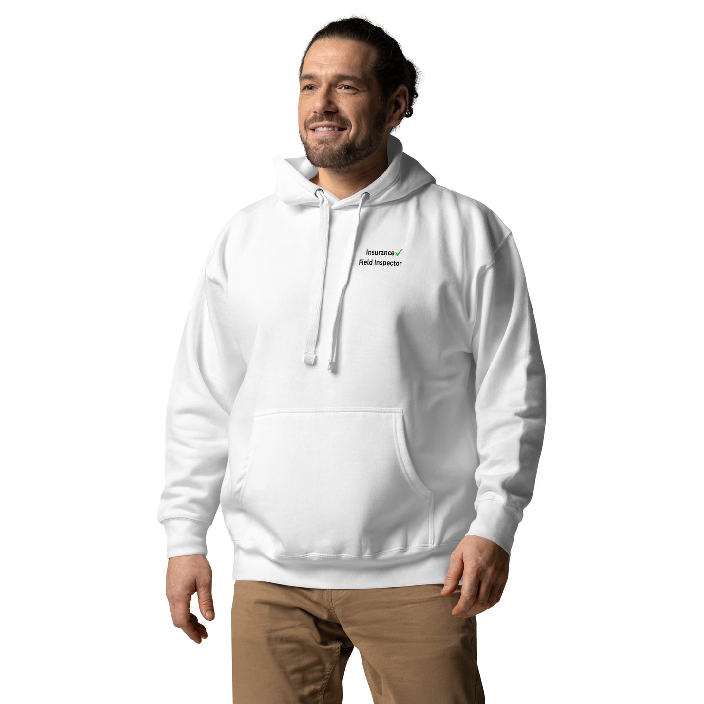 White Insurance Field Inspector unisex work hoodie with logo