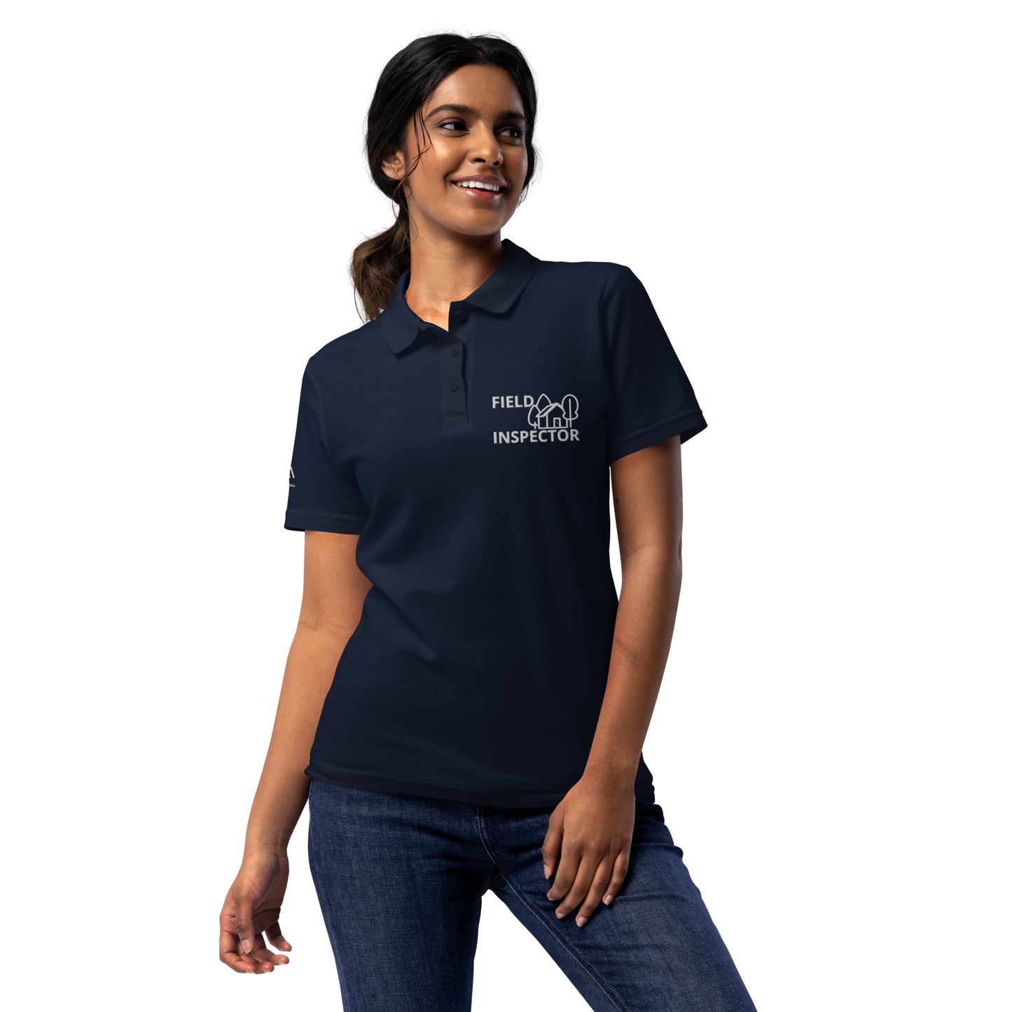 Navy women’s field inspector polo shirt built for professional inspection work and everyday field apparel.