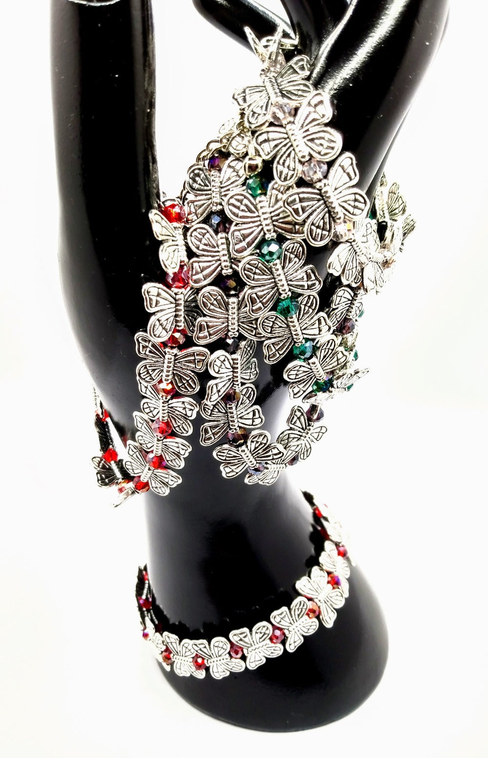 Butterfly Charm Bracelet with Crystal Briolettes – Handmade Jewelry