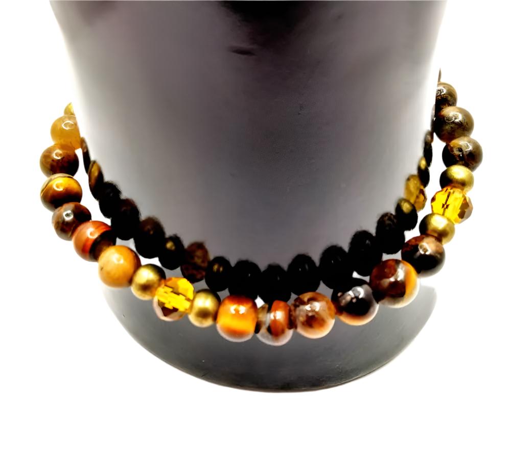 Tiger Eye and Briolette Gemstone Bracelet – handmade natural stone jewelry