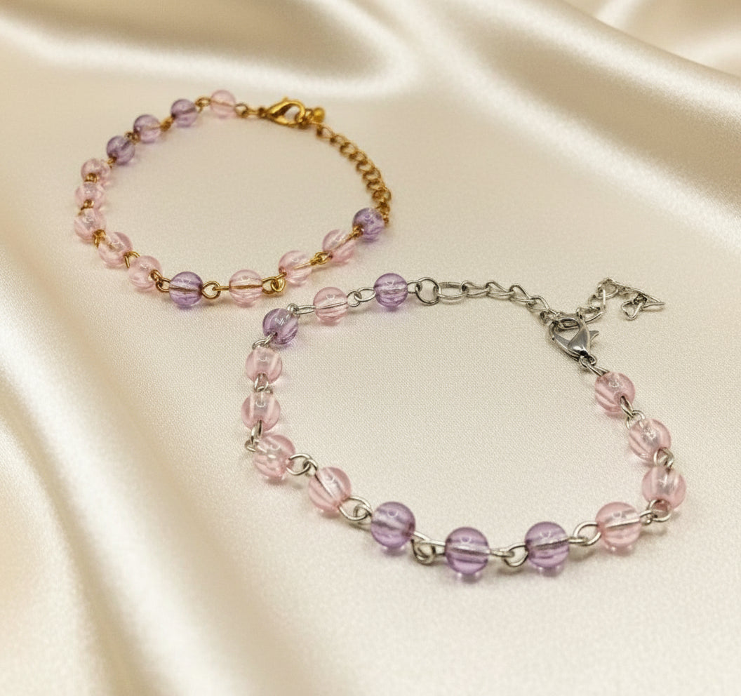 DeFit Designs BRACELET Light Clear Pink Bracelet-Pink And Gold Bracelet-Pink And Silver