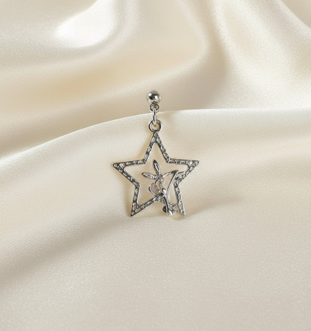 DeFit Designs Earrings Dangling Silver Fairy Earrings-Fairy Valentine Earrings