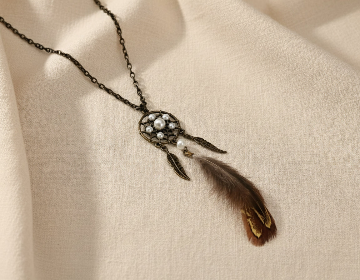 DeFit Designs NECKLACES Feathered Dream Catcher Necklace-Dream Catcher Jewelry Gift