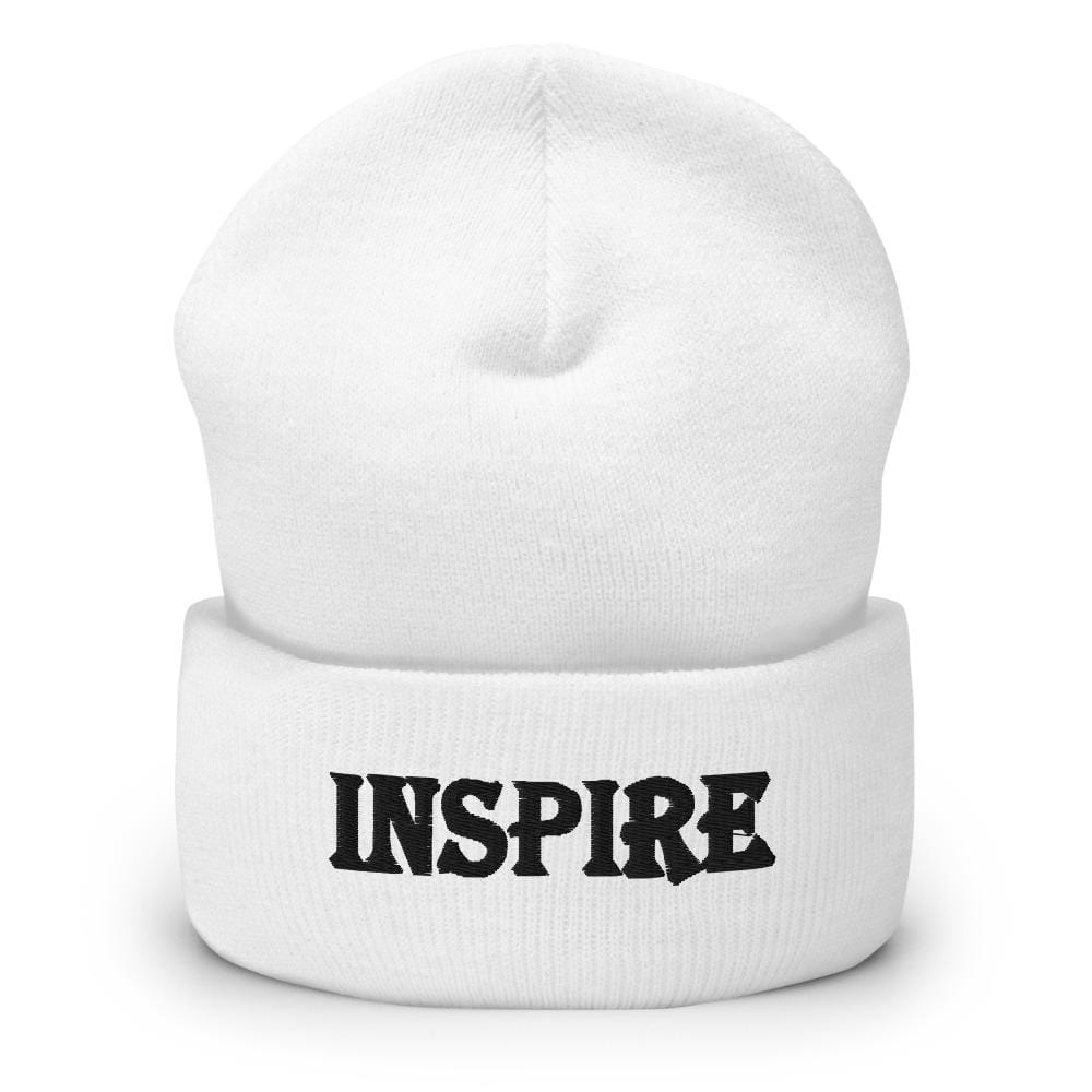 Printful Beanie White Inspire Embroidered Beanie Hat-Embroidered Beanie Caps-Black