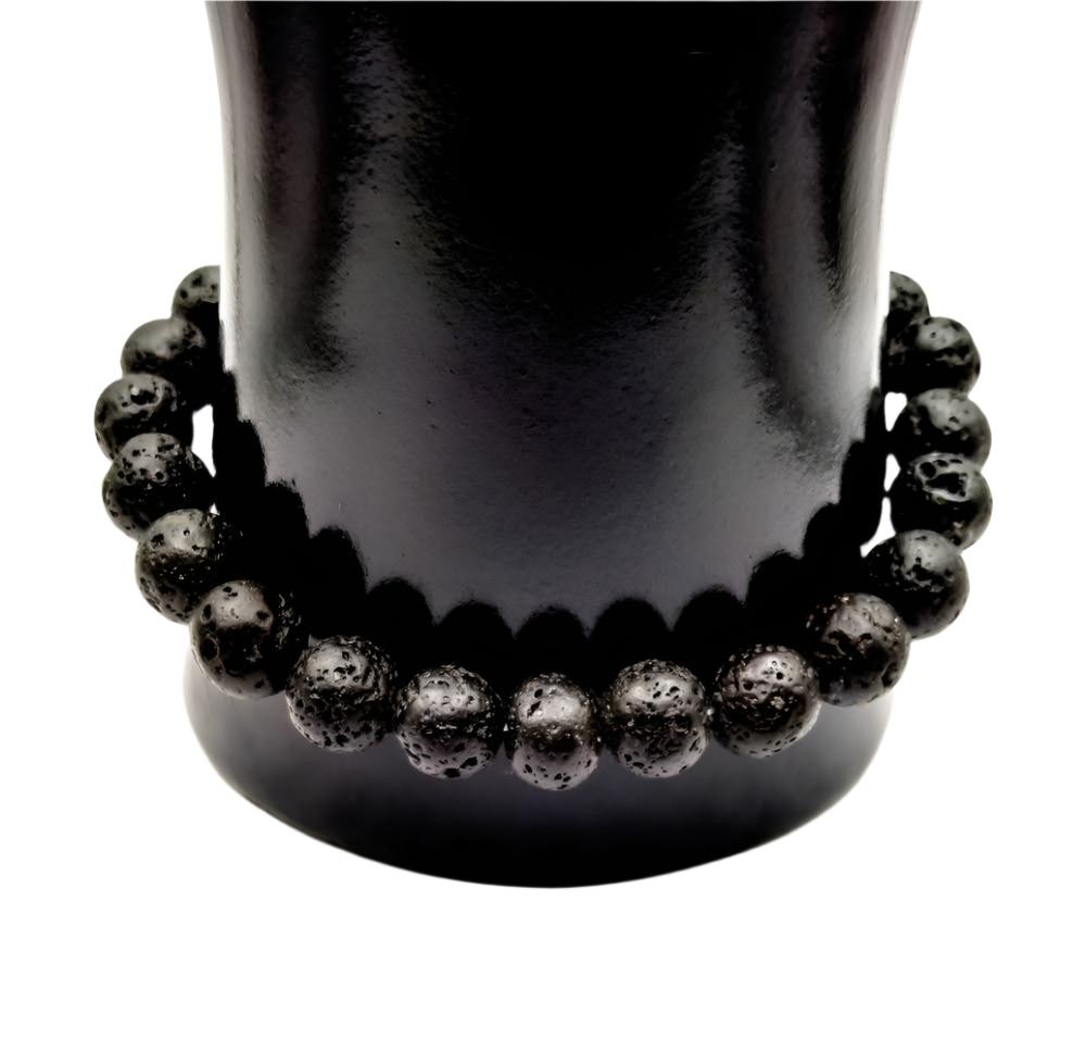 Black and White Lava Stone Bracelet – Handmade Gemstone Jewelry