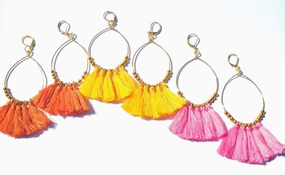 ALUMUNUM WIRE TASSEL EARRINGS