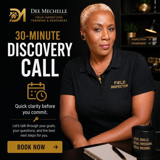 Dee Mechelle 30-minute field inspection discovery call mentorship for new and experienced field inspectors