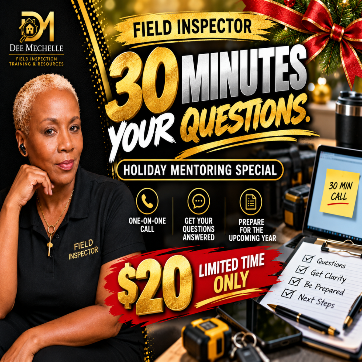 30-Minute Field Inspector Mentoring Call | Holiday Special – $20