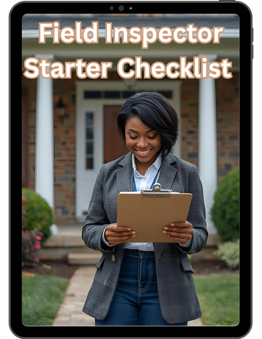 a woman using the Field Inspection Starter Guide checklist while preparing for a job