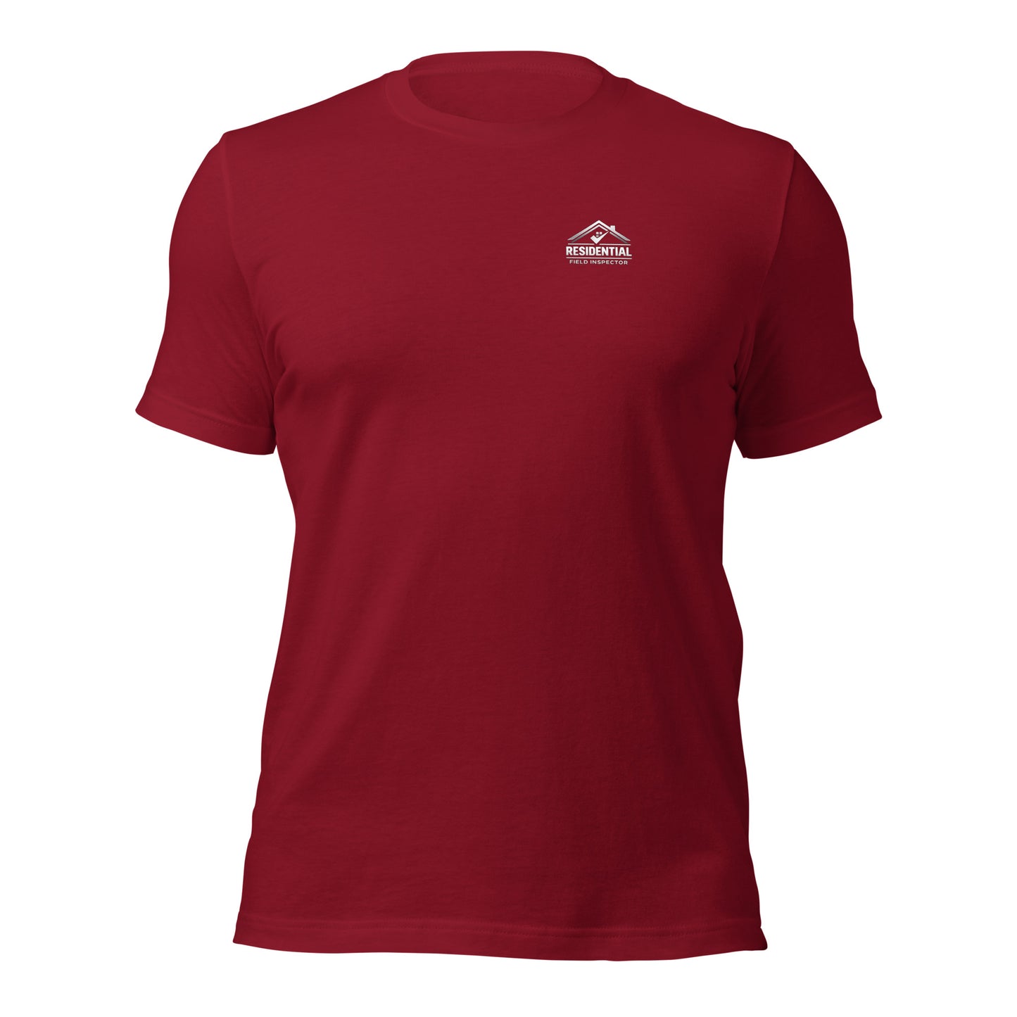 Cardinal Unisex Residential Field Inspector Bella + Canvas 3001 shirt laying flat with professional field inspector logo.