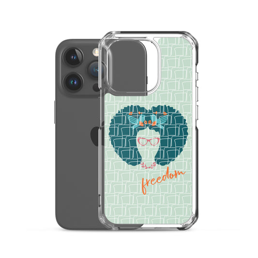 Freedom iPhone case with repeated ‘Freedom’ text design