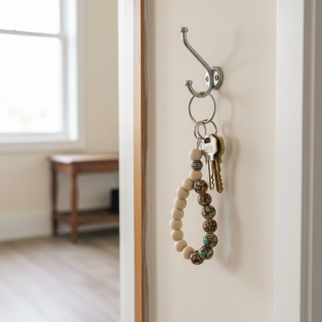 Key Chains Natural Wood/Blue Natural Wood And decorative bead Keychains
