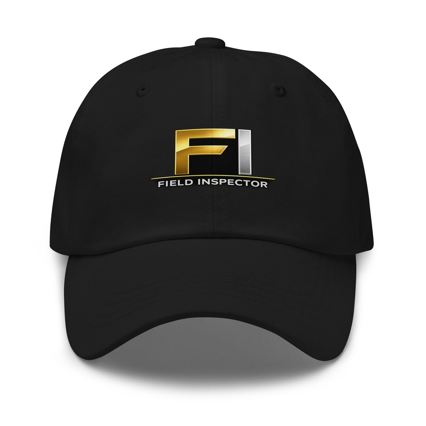 FI Field Inspector dad hat in black featuring DTFlex field inspection design on front