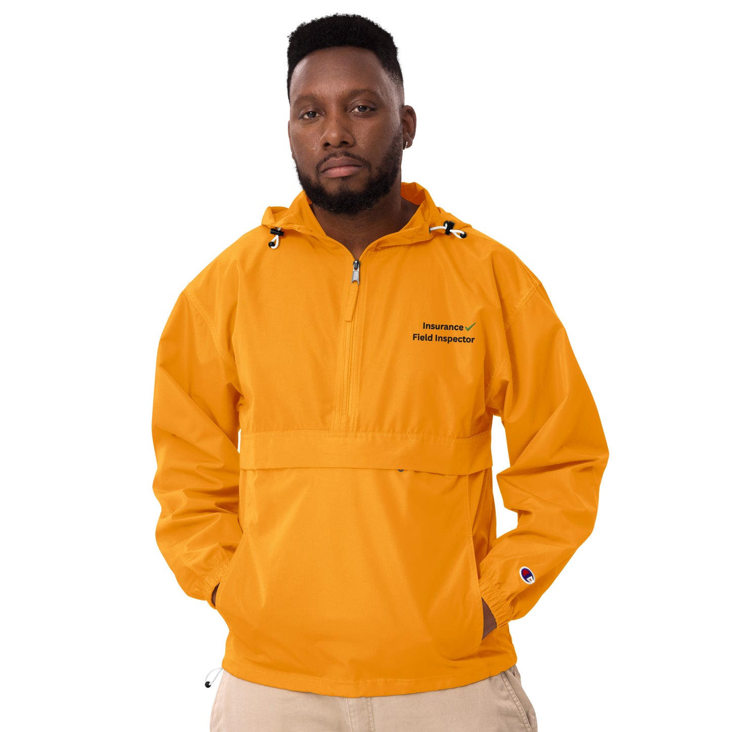 Gold Champion packable windbreaker jacket for field inspectors with embroidered design