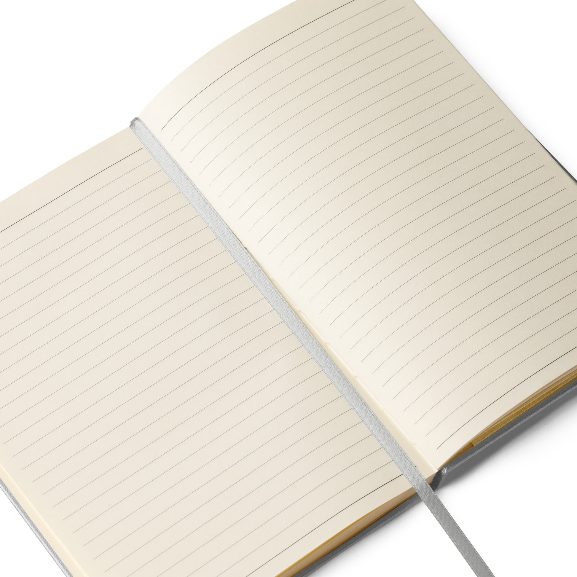 Field Inspector lined notebook opened showing cream-colored ruled pages and built-in ribbon bookmark.