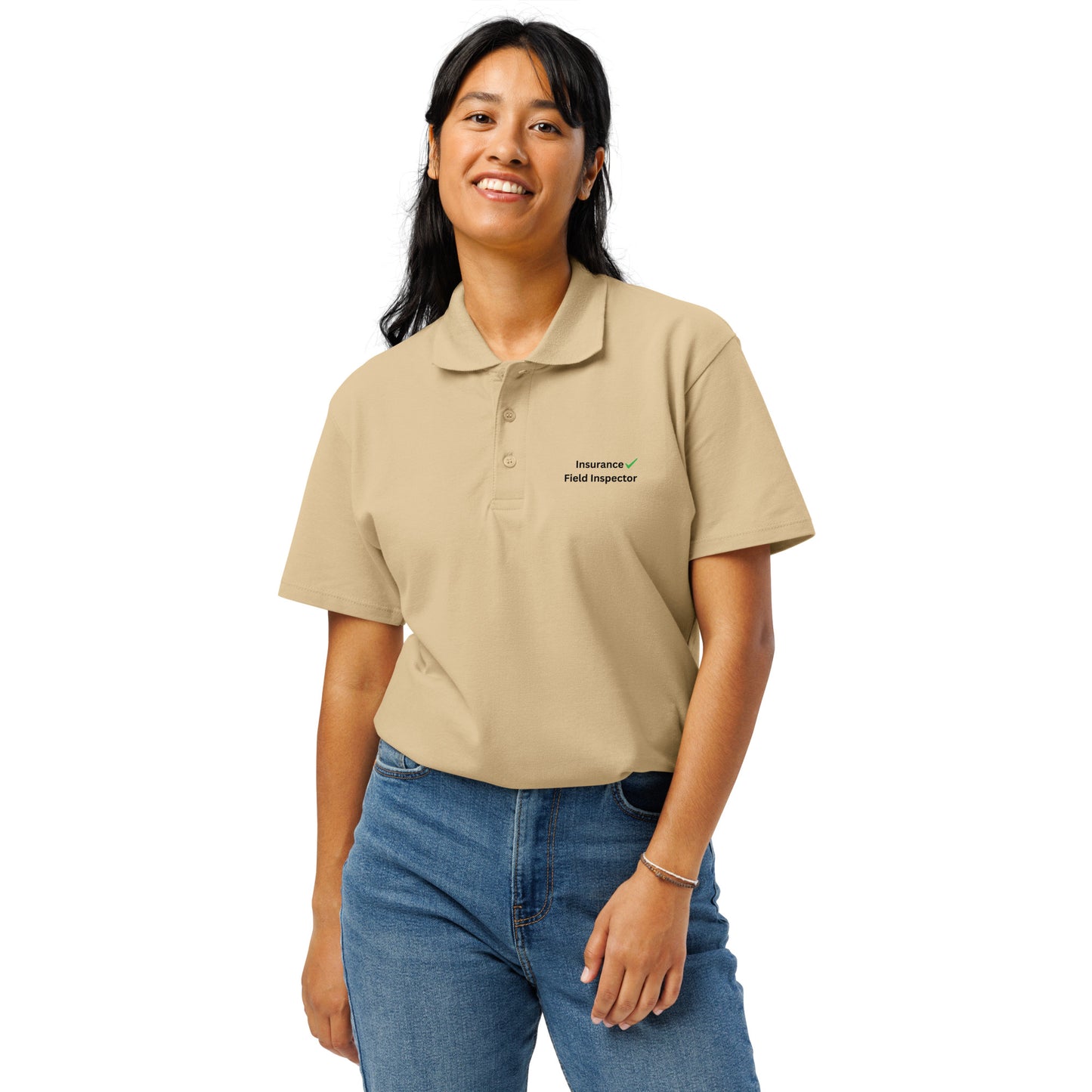 Sand field inspector polo shirt for professional inspection work and everyday field apparel.