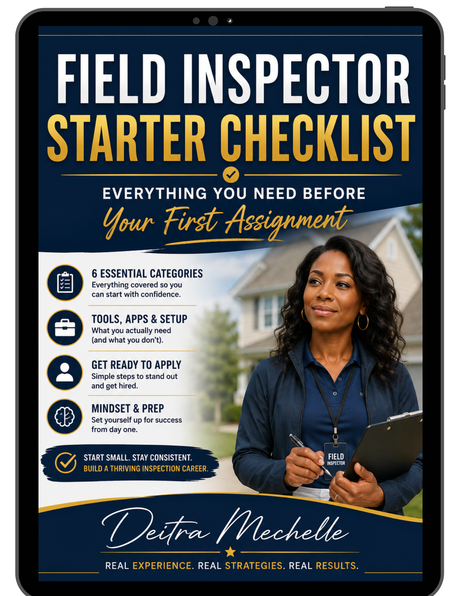 Field Inspector Starter Checklist cover by Deitra Mechelle with beginner field inspection guidance