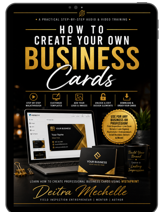 How to create professional business cards video presentation cover using VistaPrint with black and gold business card design.