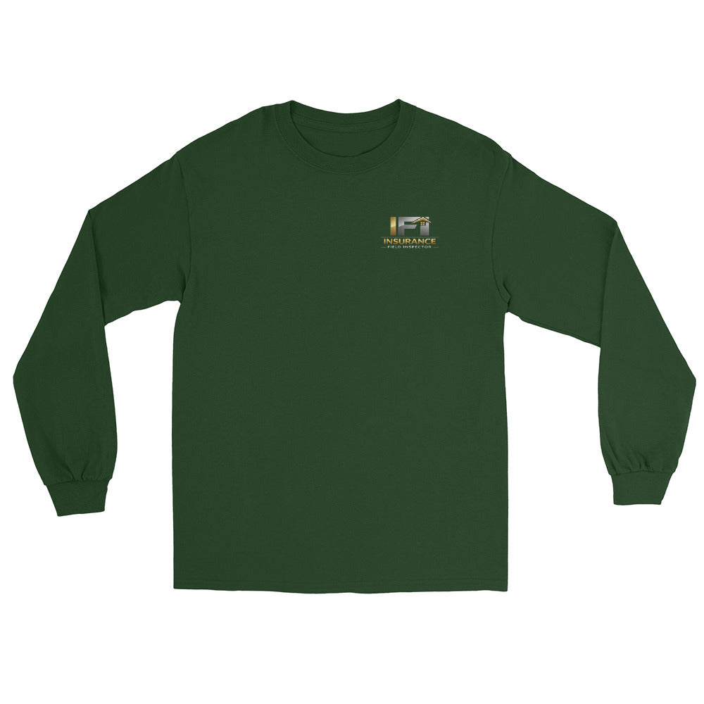 Forest green IFI Insurance Field Inspector long sleeve work shirt with logo
