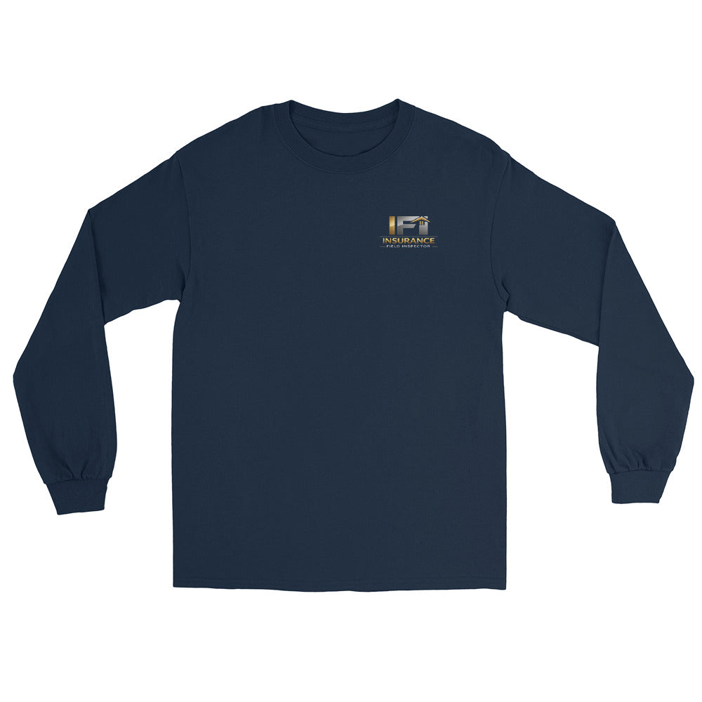 Navy IFI Insurance Field Inspector long sleeve work shirt with logo