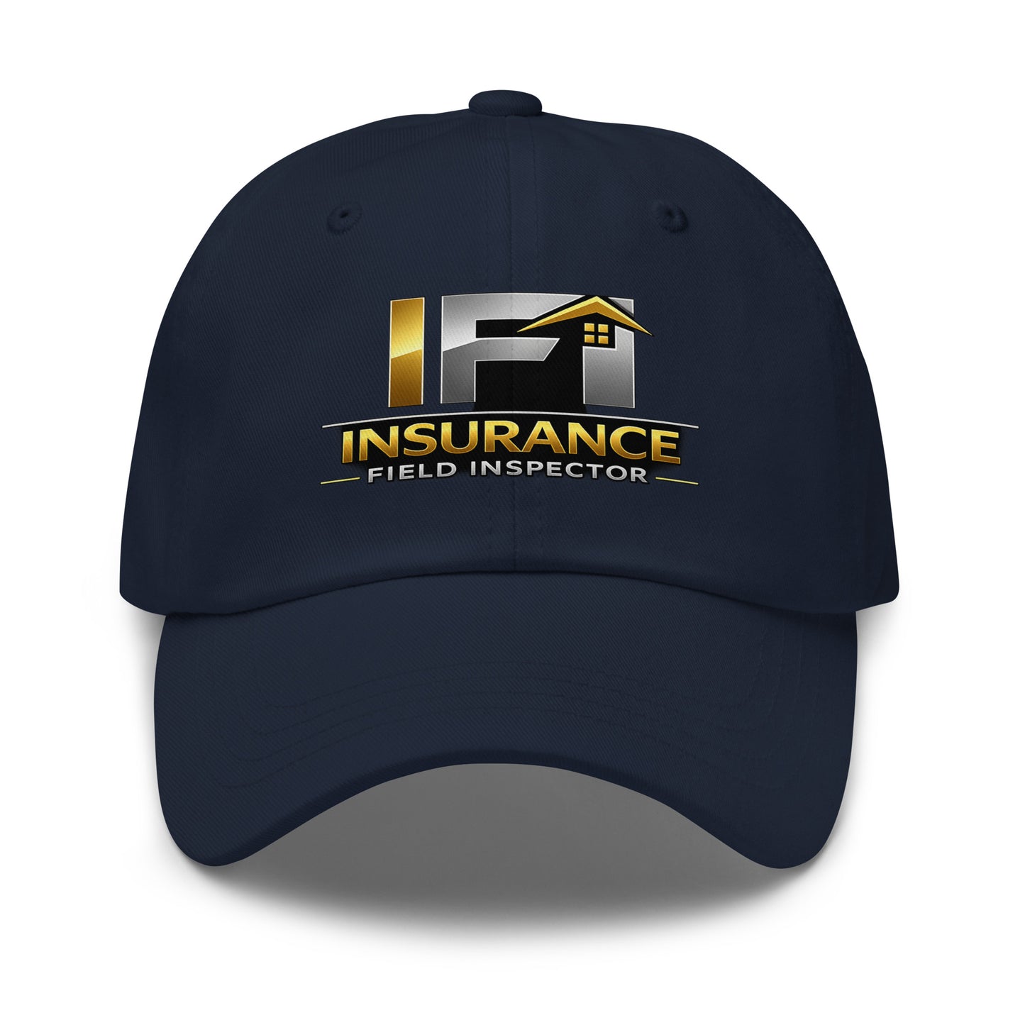 IFI Insurance Field Inspector dad hat front view with embroidered inspection logo