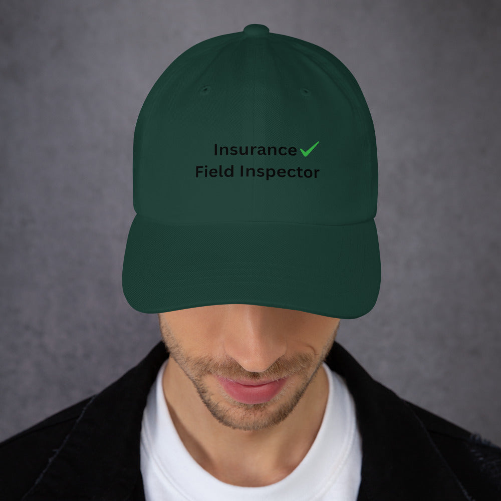 Spruce insurance field inspector adjustable dad hat built for professional inspection work and everyday field apparel.