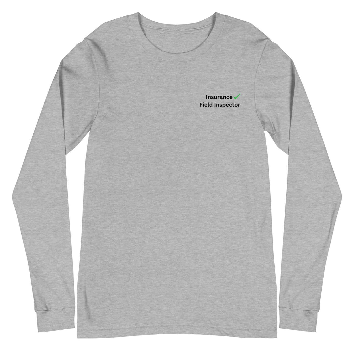 Athletic heather Insurance Field Inspector long sleeve work tee with logo
