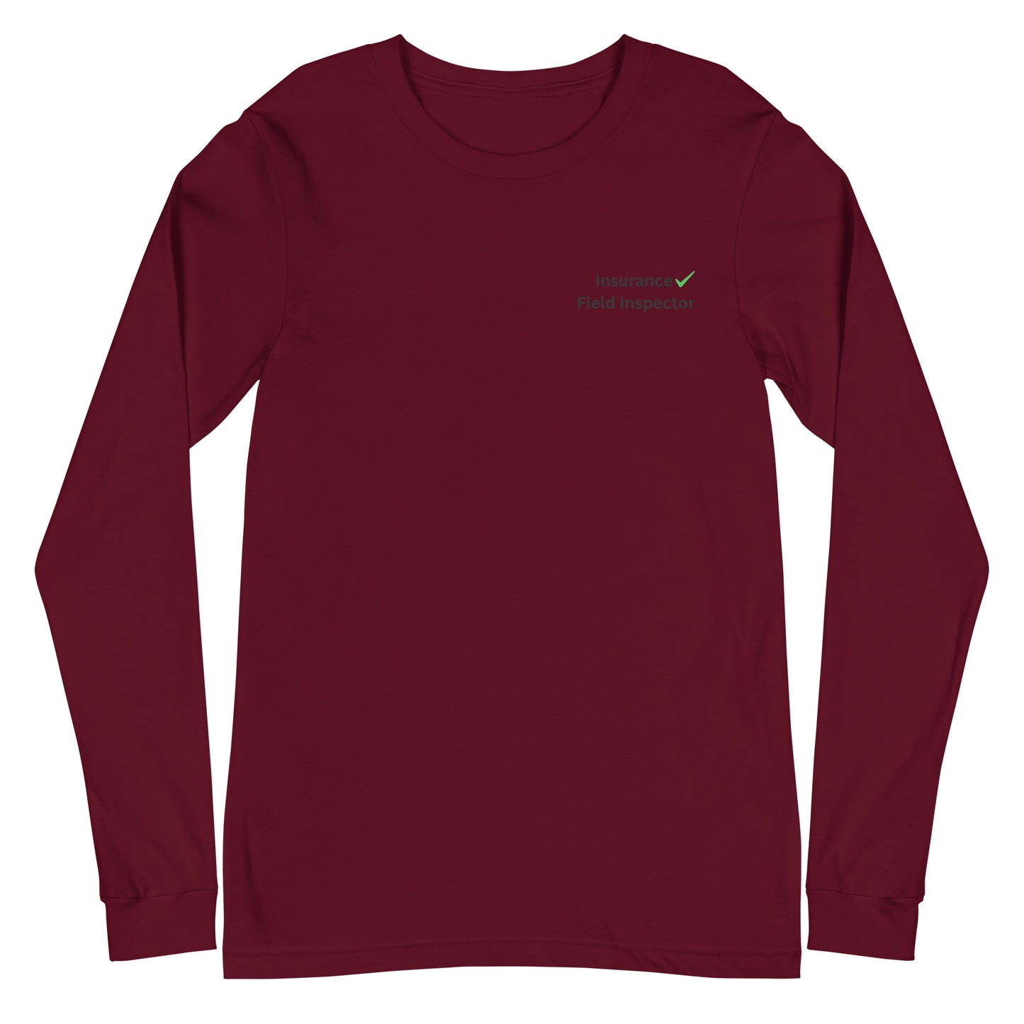 Maroon Insurance Field Inspector long sleeve work tee with logo