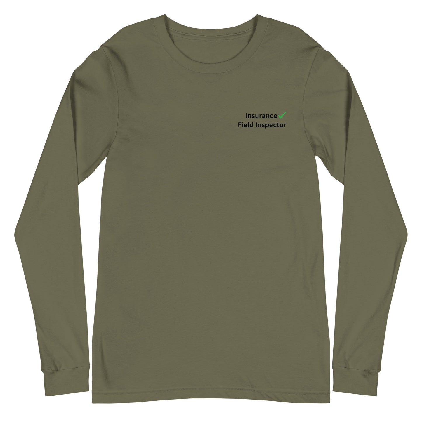 Military green Insurance Field Inspector long sleeve work tee with logo