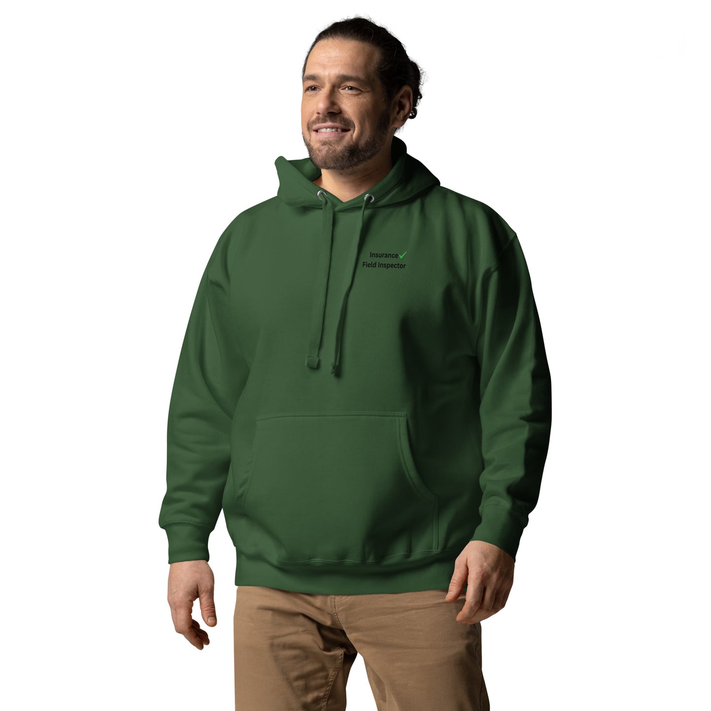 Forest green Insurance Field Inspector unisex work hoodie with logo