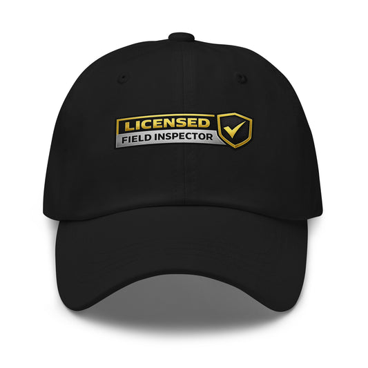 Licensed Field Inspector dad hat in black featuring DTFlex field inspection design on front