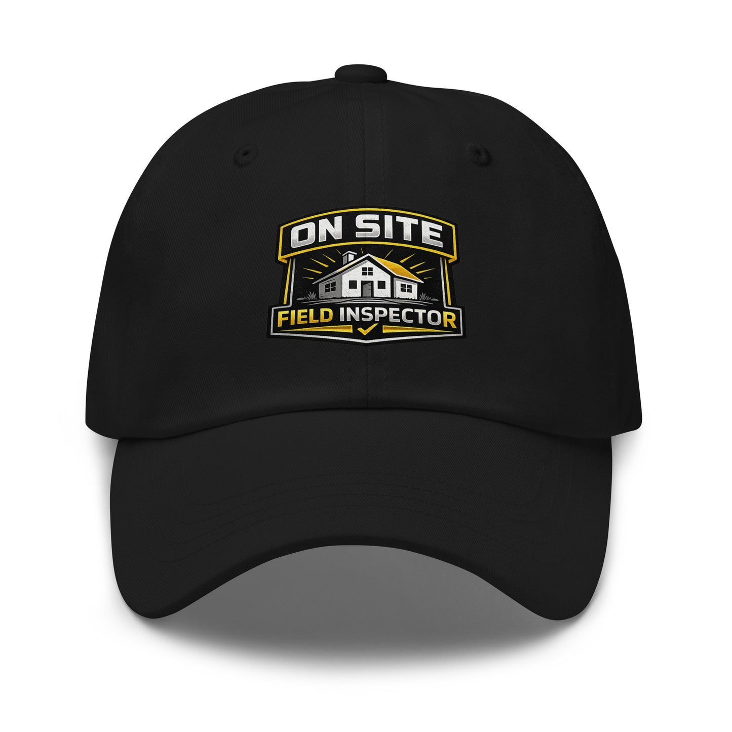 On Site Field Inspector dad hat in black featuring DTFlex field inspection design on front