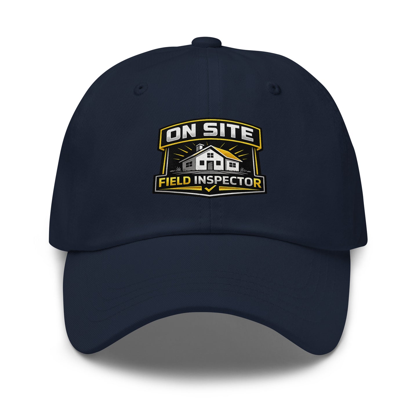 On Site Field Inspector dad hat in navy featuring DTFlex field inspection design on front