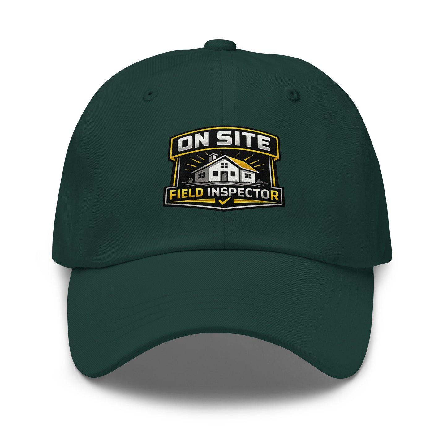 On Site Field Inspector dad hat in spruce featuring DTFlex field inspection design on front
