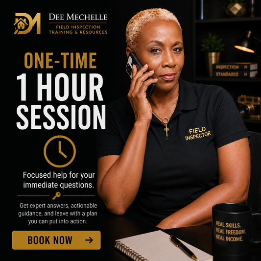 Dee Mechelle one-time 1-hour field inspection mentorship session for guidance, training, and inspector support