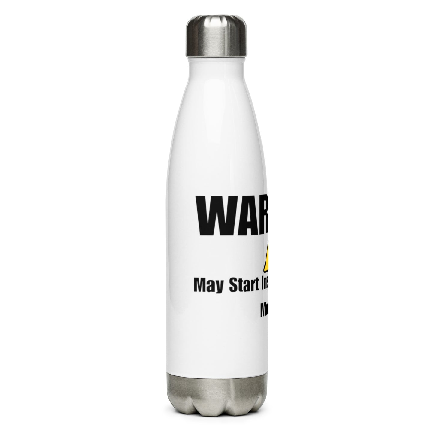 Side angle of inspector-themed stainless steel water bottle showing double-wall construction.
