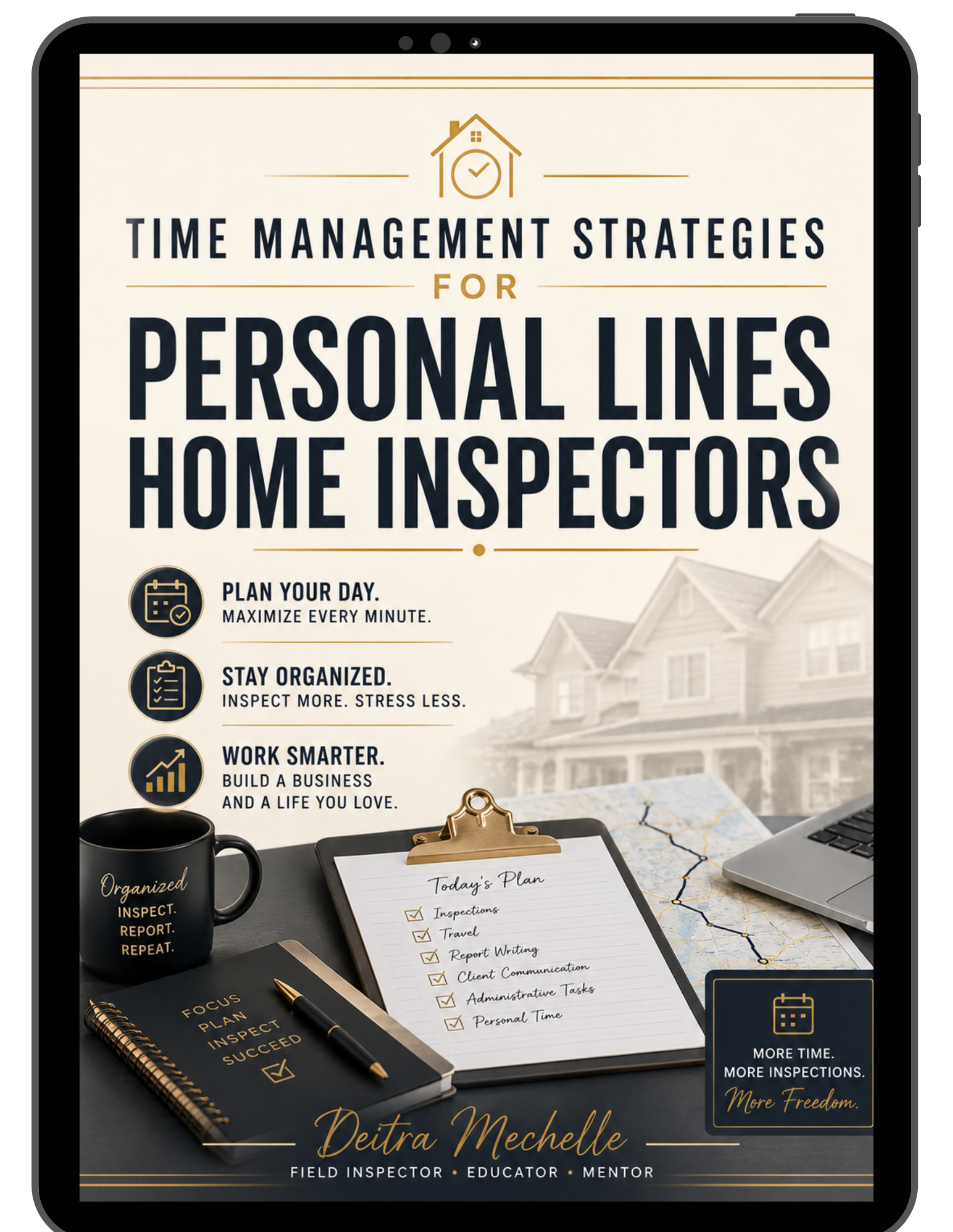 Time Management for Personal Lines Home Inspectors eBook cover with productivity and scheduling design