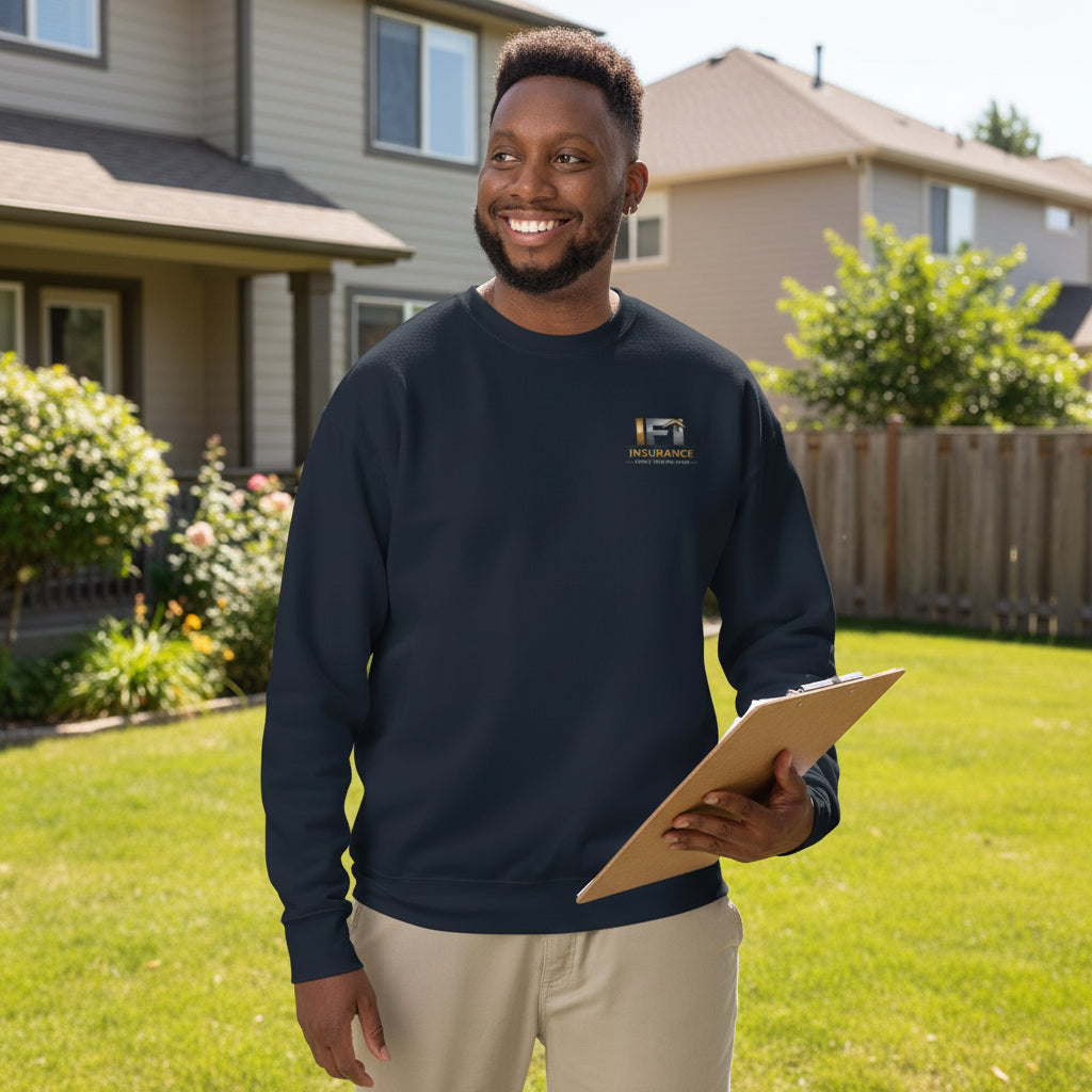 Unisex premium sweatshirt with IFI logo and Insurance Field Inspector text