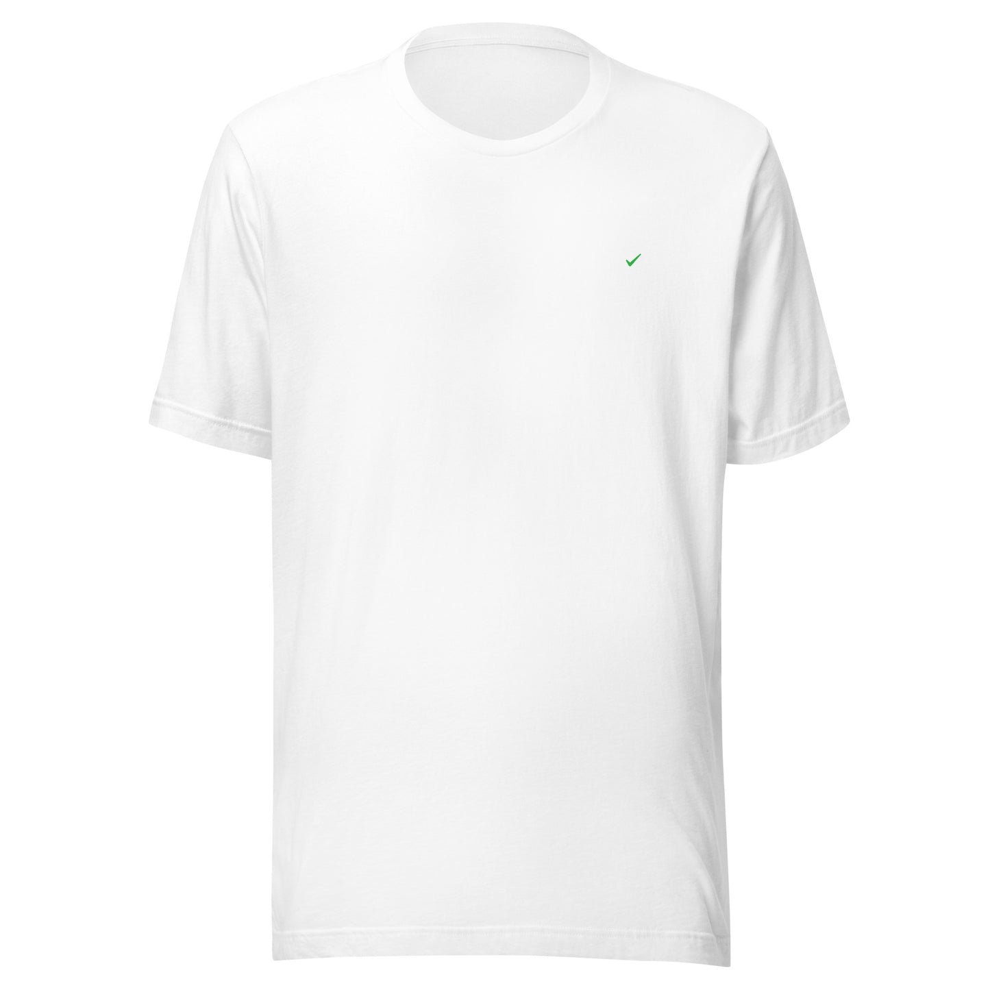 White Unisex Insurance Field Inspector Bella + Canvas 3001 shirt laying flat with insurance field inspector logo and green checkmark.
