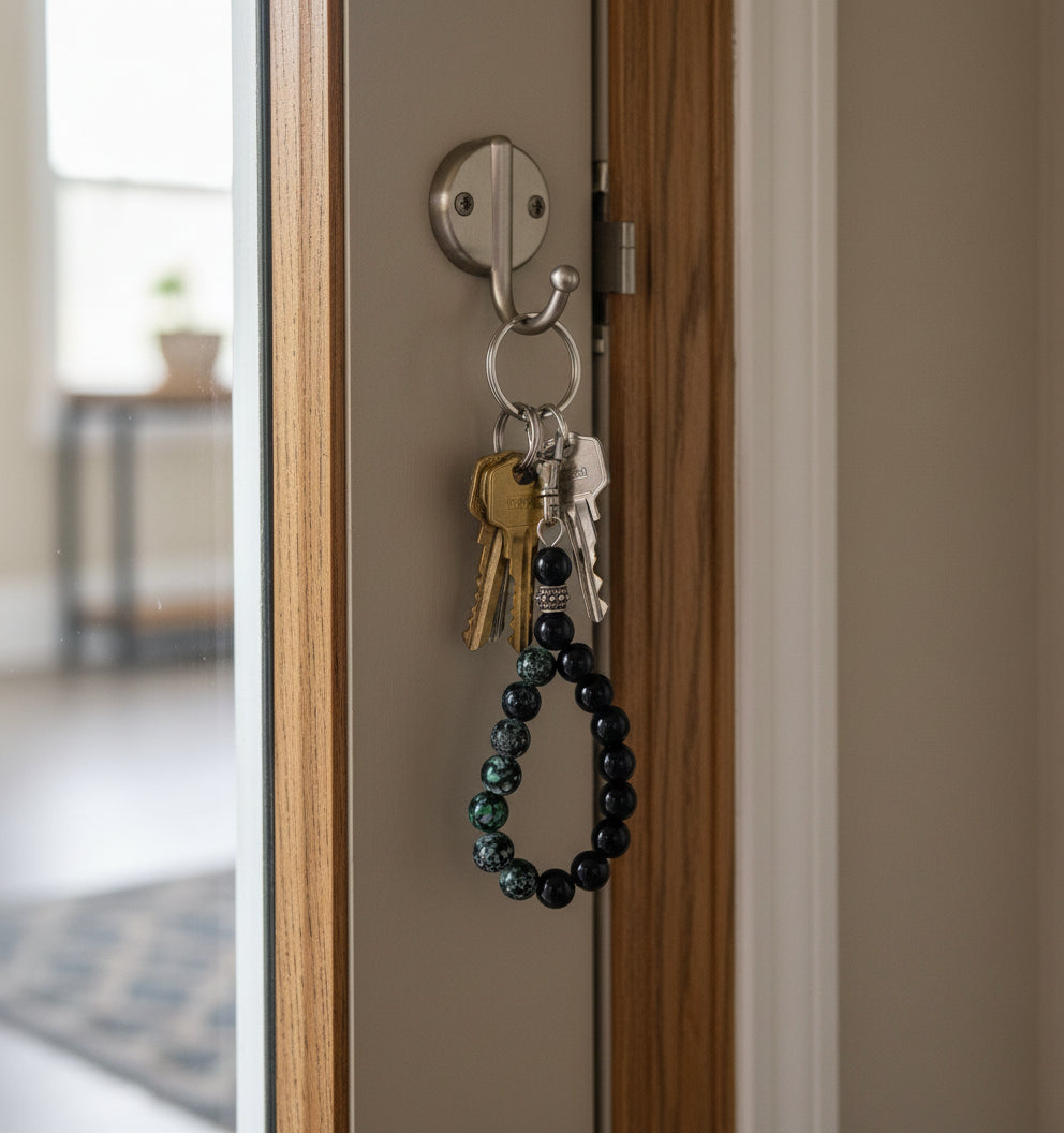 DeFit Designs Key Chains Black Onyx and decorative beads Keychains