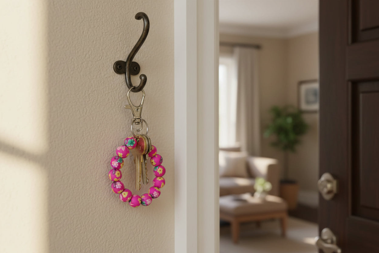 DeFit Designs Key Chains Dark Pink Polymer Clay Keychain-Polymer Clay Beaded Keychain